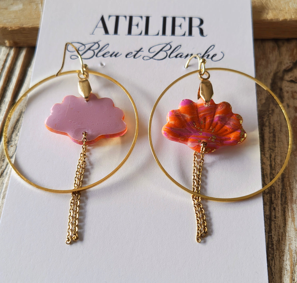 🧡 Boucles d’oreilles « Fleurs orangées »