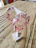 Boucles d'oreilles fleurs groseillers à fleurs, résinées.