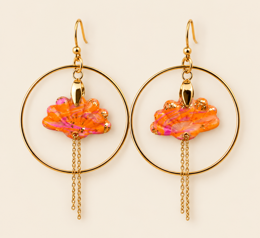 🧡 Boucles d’oreilles « Fleurs orangées »