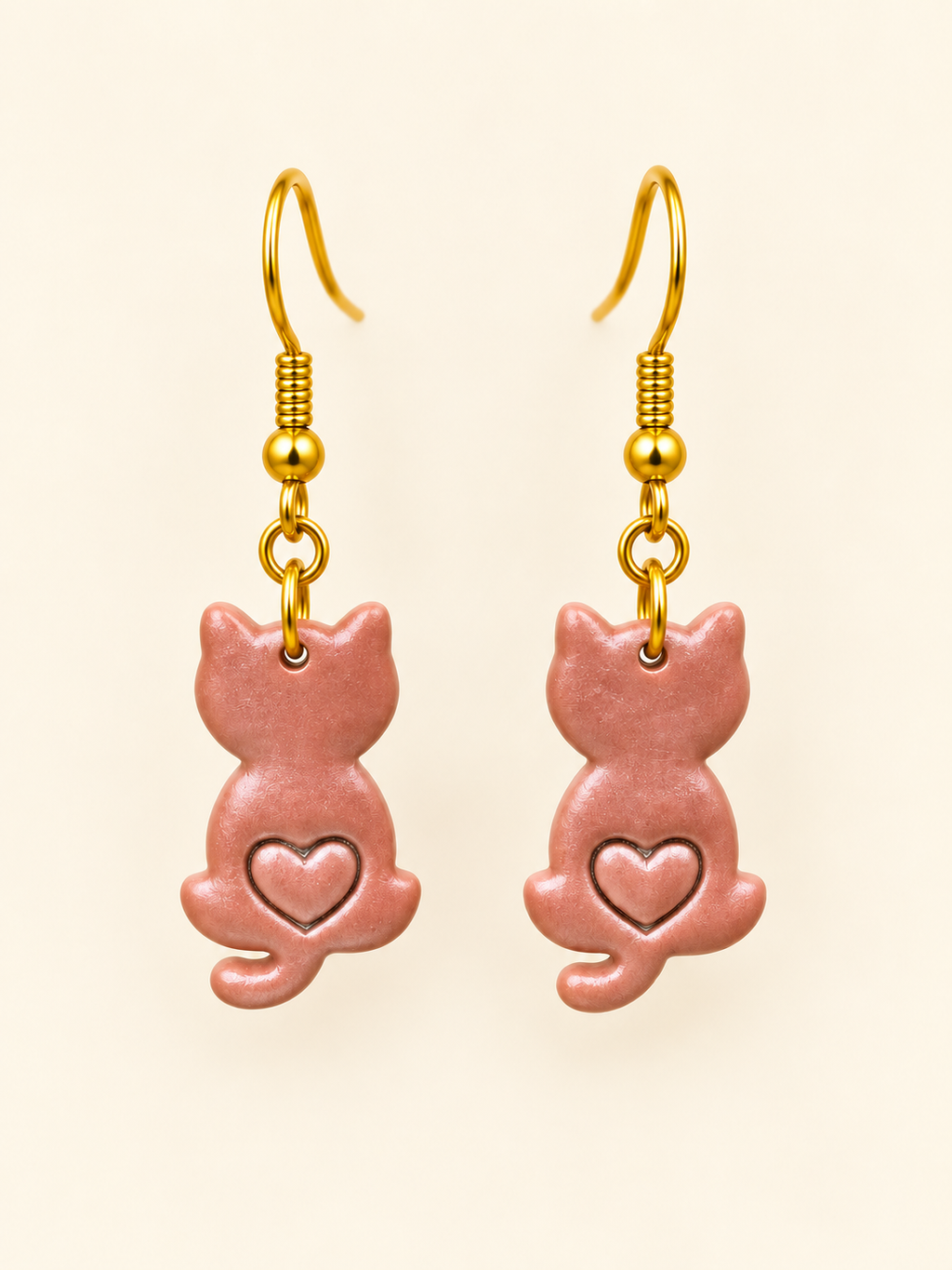 Boucles d’oreilles chats marron  faites main