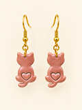 Boucles d’oreilles chats marron  faites main