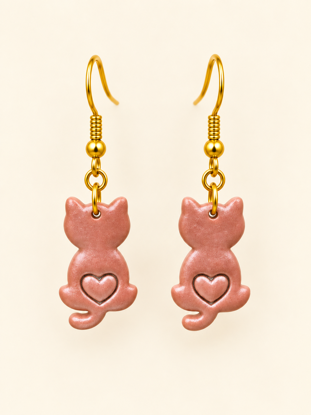 Boucles d’oreilles chats marron  faites main